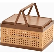 Nuvvo Kapaklı ve Kulplu Katlanabilir Saklama Sepeti, Içi Boş Tasarım, 42X33X23CM, Kamp ve Piknik Için