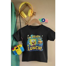 Von Labas "yemeğe Hazırım!" Sünger Bob Temalı Unisex Çocuk Tişörtü - Eğlenceli ve Renkli