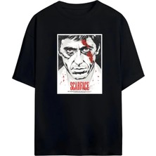 Von Labas Scarface-Tony Montana Tasarımlı Oversıze Pamuklu Siyah Tshırt