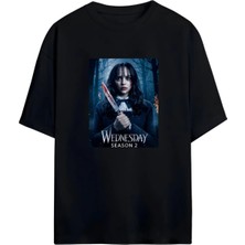 Von Labas Wednesday -Addams-Tyler Tasarımlı Yüksek Baskı Kaliteli Unısex Yeni Sezon Oversıze Pamuklu  T-Shırt