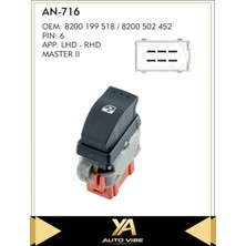 Universal Cam Düğmesi Cam Anahtarı Movano Master Sol Dış Tekli-Kırmızı 6pin