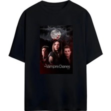 Von Labas The Vampıre Dıarıes (Vampir Günlükleri) Tasarımlı Unısex Oversıze Pamuklu T-Shırt