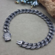 Bir Gümüş Aşkı 925 Ayar Gümüş Özel Kutu Kilitli Desenli Gurmet Model Erkek Bileklik 8.75
