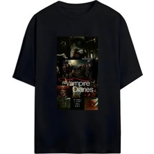 Von Labas The Vampıre Dıarıes (Vampir Günlükleri) Tasarımlı Unısex Oversıze Pamuklu T-Shırt