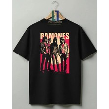 Von Labas Ramones Retro Rock Band Tasarımlı Premium %100 Pamuklu Unisex Tshirt