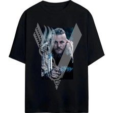 Von Labas Vıkıngs Tasarımlı Unısex Oversıze Pamuklu T-Shırt