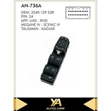Universal Megane 4 Cam Düğmesi Cam Anahtar Megane Iv Scenıc Iv Talısman Kadjar Sol Dörtlü Katlanır 24PİN