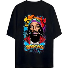 Von Labas Snoop Dogg Unısex Oversıze Sırt ve Göğüs Tasarımlı Pamuklu Tshırt