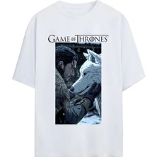 Von Labas Game Of Thrones-Jon Snow Tasarımlı Unısex Oversıze Pamuklu Tshırt