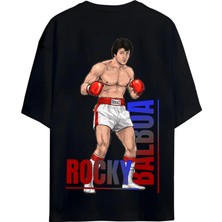 Von Labas Rocky Balboa Tasarımlı Sırt ve Ön Baskılı Unısex Oversıze T-Shırt