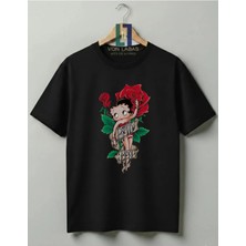 Von Labas Betty Boop Tasarımlı %100 Pamuklu Unisex Yüksek Baskı Kaliteli Tişört