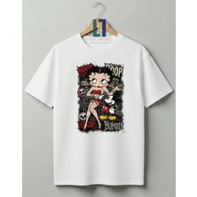 Von Labas Betty Boop Tasarımlı %100 Pamuklu Unisex Yüksek Baskı Kaliteli Tişört