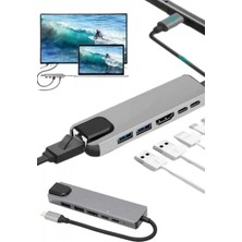 Pileli Store USB Type-C Hub Dönüştürücü Çevirici Çoklayıcı Macbook Çevirici 8 Portlu