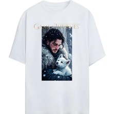 Von Labas Game Of Thrones-Jon Snow Tasarımlı Unısex Oversıze Pamuklu Tshırt