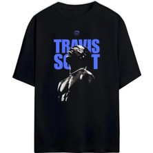 Von Labas Travis Scott Tasarımlı %100 Pamuklu Unisex Oversize Siyah T-Shirt - Streetwear Hip Hop Baskılı