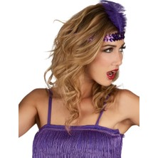 Nuvigo Mor Renk Tüylü Çarliston Saç Bandı