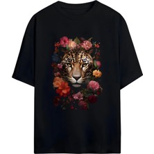Von Labas Trend Alarmı! Leopar Tasarımlı Unisex Oversize Pamuklu Tişört