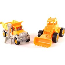 Uçar Kid 170 Oyuncak Kamyon ve Kepçe Kürekli 2 Li 9 x 26 cm Sarı Renkli Eğlenceli Araçlar