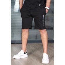 Madmext Siyah Kapri Şort 5403 %60 Pamuk %35 Polyester %5 Lycra Desenli Rahat Kesim