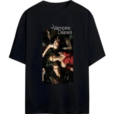 Von Labas The Vampıre Dıarıes (Vampir Günlükleri) Tasarımlı Unısex Oversıze Pamuklu T-Shırt