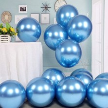 Balonevi 12" Krom Metalik Mavi Balon 5 Adet Renkli Parlak Etkinlikler İçin Uygun
