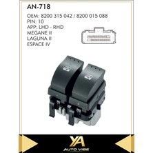 Universal Cam Düğmesi Cam Anahtar Renault Megane Iı Dynamıc Laguna Iı Sol Ön Çiftli Gri Soket