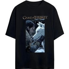 Von Labas Game Of Thrones-Jon Snow Tasarımlı Unısex Oversıze Pamuklu Tshırt
