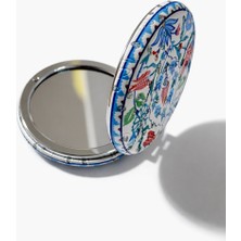 Selvi Bahçe Mavi  Dekoratif Mini Taşınabilir Cep Aynası Marbey
