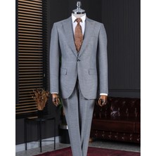 Terzi Adem Altun İtalyan stil slim fit ceket yelek pantolon takım elbise gri T10332