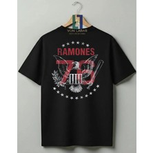 Von Labas Ramones Retro Rock Band Tasarımlı Premium %100 Pamuklu Unisex Tshirt