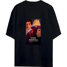 Von Labas Scarface -Tony Montana Baskılı Oversıze Unısex T-Shırt