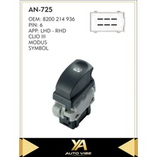 Universal Clio Cam Düğmesi Cam Anahtar Renault Clıo Iıı Symbol Modus Sağ Tekli Siyah 6pin