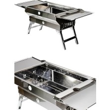 Nuvvo Pratikoutdoor Katlanır Krom Mangal, Katlanır Kapaklı ve Ayaklı Mangal 30 cm x 40 cm