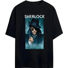 Von Labas Sherlock Holmes Tasarımlı Unısex Oversıze Pamuklu T-Shırt