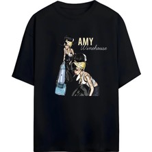 Von Labas Amy Wınehouse Tasarımlı Yüksek Baskı Kaliteli Unısex Yeni Sezon Oversıze Pamuklu  T-Shırt