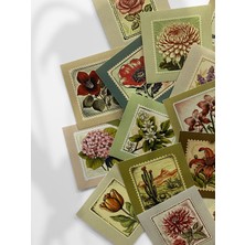 Henno Vintage Çiçek Temalı 25'li Pul Sticker Seti | Çiçek Çıkartmaları, Scrapbook & Journal Çıkartmalar