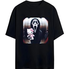 Von Labas Ghost Face Tasarımlı Unısex Yeni Sezon Oversıze Pamuklu  T-Shırt