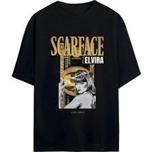 Von Labas Scarface Elvıra Tasarımlı Unısex Oversıze Pamuklu T-Shırt