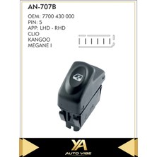 Universal Renault Cam Düğmesi Cam Anahtarı Renault Clıo Kango Megane I Siyah Renk 5pin