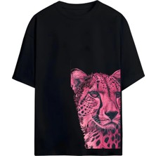 Von Labas Trend Alarmı! Leopar Tasarımlı Unisex Oversize Pamuklu Tişört