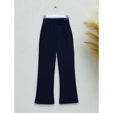 Moda Morfo Beli Cırtcırt Detay Boru Paça Kumaş Pantalon -Laci