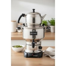 Nuvvo Armağan Elit Elektrikli Semaver - 4,5 Litre - Siyah Aksam - 430 Kalite Paslanmaz Çelik