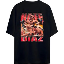 Von Labas Nate Dıaz Ufc Tasarımlı Yeni Sezon Unısex Oversıze Tshırt (Sırt ve Göğüs Tasarımlı)
