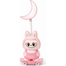 Aşkana Labubu LED Masa Lambası ve Kalem Açaçağı,2 Kademeli,usb Şarjlı,kaykay Tasarımlı Aydınlatma