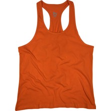 Bluu Basic Turuncu Fitness Gym Tank Top Sporcu Atleti Rahat Kesim ve Nefes Alabilir Kumaş