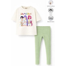 Belya Kids Wear Kız Çocuk Tam Kalıp Üst Oversize Altı Taytlı Hun TASARIM33  Alt Üst Takım