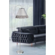 Venon Aydınlatma Elips Lambader Siyah Gümüş Patine Renk  Metal Malzeme Şık Tasarım A.gri Püsküllü