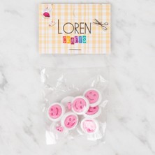 Hobibahçem Loren Crafts 8 Li Koyu Pembe Gülen Yüz Düğme - 636