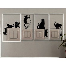 Karerca 4 Lü Dekoratif Kedi Seti Süs Duvar Süsü Duvar Dekorasyonu Kedili Duvar Dekorasyonu Çoçuk Odası Süs