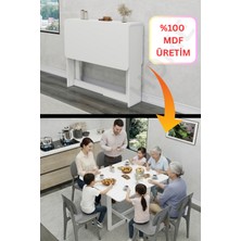 Kydonia Home Dar Alanlar Için 6 Kişilik Mdf Pratik Katlanır Açılır Kapanır Dikdörtgen Mutfak Yemek Çalışma Masası